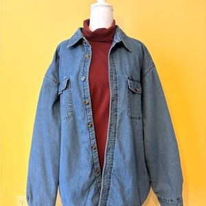 Arrow Blue Jean Co VTG Blue Denim Shirt Shacket Fleece Lined Men’s 2XL 90’s Dad